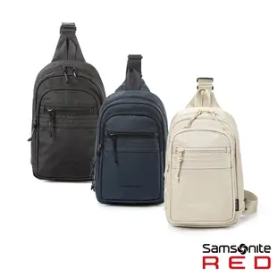 Samsonite RED 新秀麗 單肩包/胸包/肩背包/側背包/腰包 SEMLIN 輕量休閒多功能環保_黑/藍/米白