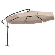 CostwayPatio Cantilever Offset Hanging Umbrella with Cover Easy Tilt Adjustment-Beige