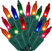 150-Count 33ft Connectable Green Wire Xmas Tree Lights, 120V UL Certified - For