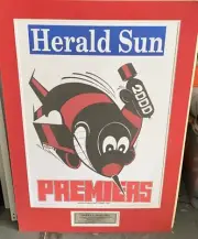 Essendon FC - 2000 AFL Premiers - Weg - Herald Sun Poster - Matted with Plaque