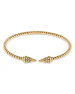 Alberto Milani 18K Yellow Gold Via Mercanti Tubogas Diamond Cone Bangle Bracelet