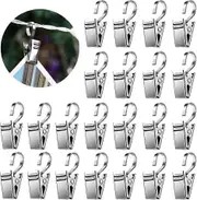 50 Pieces Metal Curtain Clips, Silver Stainless Steel Clips An Hooks, Clamp Ring Hooks for Drapery, Shower Curtain Clip, Photo, Lights