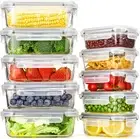 Glotoch 10 Pack Glass Food Storage Containers with Lids Reusable, Ultra Grey