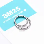 Implant Grade Titanium Hammered Accent Double Loop Clicker Hoop Ring