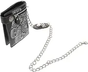 [Ipetboom] Punk Style Leather Wallet with Chain Gothic Skeleton Pattern Theft Design Fashionable Outdoor Wallet for Sports and Travel Unisex Purse for Unique Style