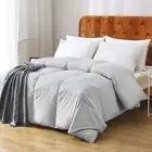 Gray Feathers Down Comforter California King - 100% Organic Cotton Cover, Med...