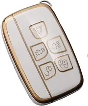 ontto Key Case Suitable for Land Rover Range Rover Sport Velar Evoque Discovery for Jaguar XF XJ XJL XE Car Key Case TPU Silicone Key Case Protective Key Case Key Fob A-Gold Beige