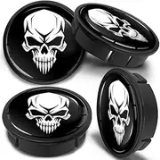 SkinoEu Set of 4 Hub Caps Hub Caps Wheel Hub Caps Wheel Hub Caps Wheel Hub Cover with Silicone Sticker 60 mm Skull CX 52