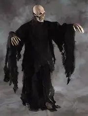 Deluxe Rotting Black Gown Robe Undead Zombie Monster Cape Cloak Adult Halloween