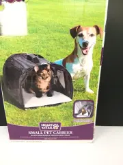 SMALL PET CARRIER, UP TO 18 LBS, PADDED, SIDE MESH, COLLAR CLIP, DOG/CAT, NICE!
