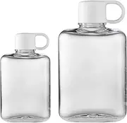 2 Pcs Travel Flat Water Bottle, Reusable Tritan Pocket Water Bottle Portable Clear Reusable BPA-Free Leak Proof Drinking Bottle for Gym, Fitness and Camping (White)