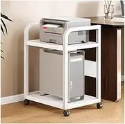 Printer Stand Floor Printer Storage Rack Multi-Layer Shelf Office Movable Storage Cabinet Computer Mainframe Bracket for Desk(White)