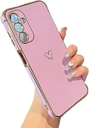 ZTOFERA Samsung Galaxy A14 5G Case,Cute Plating Edge Love Hearts Pattern with Camera Lens Protection Phone Cover for Galaxy A14 6.6'',Purple (3307507)