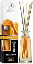 Orange Diffuser 100ml With Natural Essential Oil - Fresh Room, Long Lasting Fragrance - Scented Reed Diffusers - Best for Aromatherapy, Home, Aroma, Citrus - Gift With Sticks