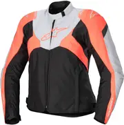 Alpinestars Stella T-Jaws V4, textile jacket waterproof women , color: Black/Light Grey/Neon-Red , size: M