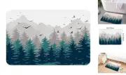 Forest Bath Rug Mountain Nature Tree Happy Camper RV Door Mat, Grey Green