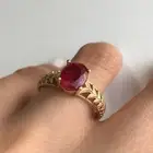 Garnet Ring Women’s Gold Plated Oval Vintage Filigree Promise Jewelry Gift