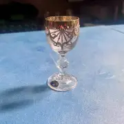 Bohemian Czech Crystal & Gold Liqueur Glass