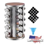 Kitchen Cabinet Rotating Spice Rack With 20 Jars Revolving Seasoning Organizer