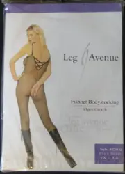 Leg Avenue 8728 Q Black Open Crotch Fishnet Body Stocking Plus Size 1X-3X