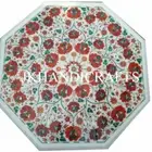 3'x3' Marble Coffee Table Top Side Table Carnelian Floral Interior Home Decor