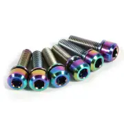 (rainbow)M5x18mm Titanium Bicycle Stem Screws Bolts With Spacer Cycling AN