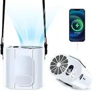 Waist Fan, Portable Fan, Clip on Belt, 7000 mAh Battery Powered, 30 Hour Cooling, Emergency Power and Flashlight, 4-speed 1000RPM Quiet and Strong Airflow, For Outdoors, Camping, Jobsite. (White)