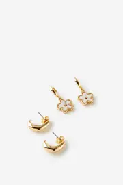 [Rubi] Rubi - 2Pk Mid Earring - Up retro pearlescent flower OS UP RETRO PEARLESCENT FLOWER