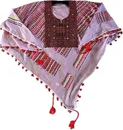[ZUHD] Hand-Stitched Poncho with Keffiyeh Design & Embroidery – Lightweight Breathable Fringed Edges Traditional Multicolor Pattern Unisex