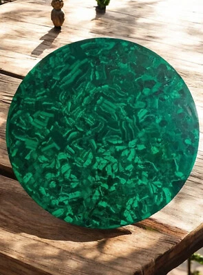 Green Malachite Round Coffee Table Top for Living Room Centerpiece Decor Gifts
