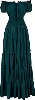 Parlsdy Pirate Peasant Dress Renaissance Costume for Women Irish Boho Long Dresses Chemise Medieval Dress