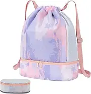 Swimming Bag | Drawstring Backpack for Workout - Multifunctional Drawstring Bag with Dry Wet Separation for Vacation, Swimming, Camping, Travel