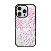 iPhone 16 Pro Impact Case MagSafe Compatible Transparent Cyber Sigil Neotribal Spiky Tribal Tattoo Heart Sparkle Star Pink White Gradient