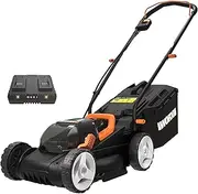 [WORX] 36V（40V MAX） Cordless Lawnmower WG779E, PowerShare, 34cm Cutting Width, Intellicut, Single-Lever, 6 Cutting Heights, Cut to Edge, 2x2.5Ah Batteries & 2 Chargers, 1 Grass Collection Bag Included
