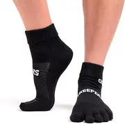 [Creepers] Athletic Toe Socks: Blister Busting Merino Toe Socks, Quarter Crew Runner, Unisex for Men & Women