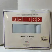 Westpoint Stevens Basics Twin Bed Size Solid Flat Sheet Light Blue USA NOS Retro