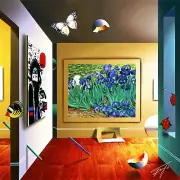 FERJO "HOMAGE TO VAN GOGH" HOLIDAYS SPECIAL L.E. GICLEE ON CANVAS FRAMED18"x18"