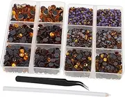 MINAOLULUS 1 Set Flat Back Rhinestones Gems with Picking Tweezer for Crafts Clothing Shoes Bags Middle Eastern Crystals for DIY Nail Art and Creative Projects