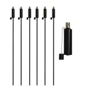 6x Black 1.46m Round Metal Garden Fire Torches Outdoor Yard Flame Lamp Light