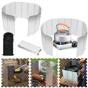 16 Plate Aluminium Mini Gas Camping BBQ COOK Stove Foldable Wind shield Screen