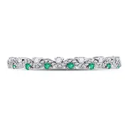 14kt White Gold Round Emerald Diamond Eternity Stackable Band Ring 1/4 Cttw