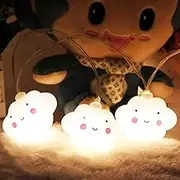 Ghost Baby Kids Cute Cloud with Face Shape Lamp Room Light Corridor Decor Small Night Light (White) Halloween Christmas Holiday String Lights 20 Lamps with Battery Powered Party Classroom Decor