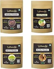 Urbaano Herbal 100% Natural Amla, Reetha, Shikakai & Henna Powder for Long, Healthy & Shiny Hair (100 gm Each) - Total 400 gm