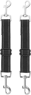 LIOOBO 2pcs Dog Collar Connector Safety Straps Coupler Car Dog Back up Hook Lead Pet Traffic Backup Puppy Extender Seat Leash Short Adjustable Groom Vest Harness Black Nylon