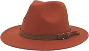[Miekeits] 1 Pack Woolen Felt Fedora Hat Vintage Widet Brim Crushable Hat Belt Jazz Classic Felt Fedora Hat Wide Brim Flat Top Jazz Panama Hat