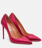 [Aquazzura] Aquazzura Purist 105 snake-effect leather pumps AU 8 pink