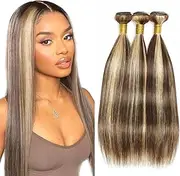 24" 24" 26" 28" 28" 28" Straight Human Hair Extensions Ombre Brown Blonde P4/613 300g