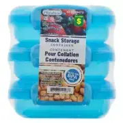 Lot of 2 PLASTICO Blue 3Pk Snack Storage Container FREE SHIPPING