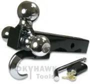 Tri-Ball w/ Hook Trailer Hitch Ball Mount 2" Solid Shank w/ 5/8" Hitch Pin Lock