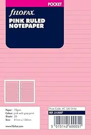 Filofax Pocket Pink Ruled Notepaper - 20 Pages - 8.1 x 12 cm - Pink - Leather - Planner